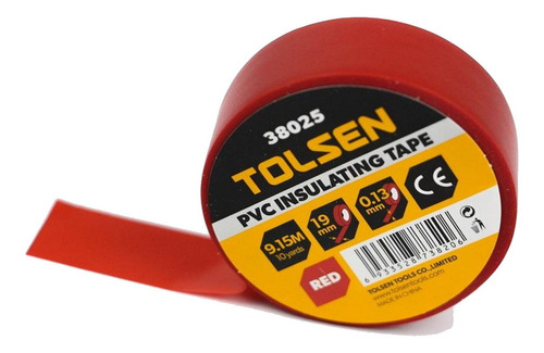 Teipe Electrico Rojo 19mm X 9,15mt Tolsen Pack 2 Unidades