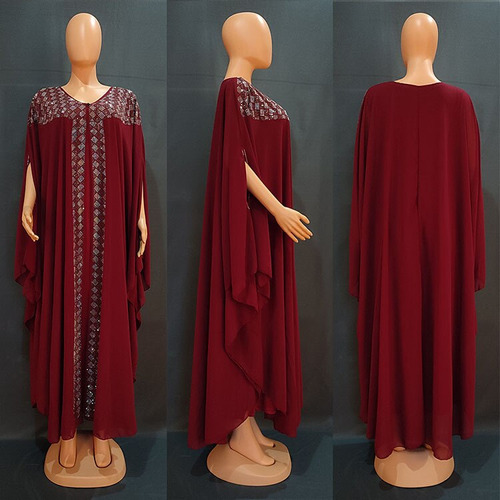 Vestido Tipo Caftán Para Mujer, Con Pedrería, Dashiki Abaya