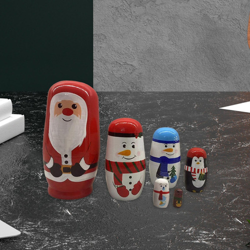 5 Muñecas Matrioska Navideñas Tradicionales Coleccionables