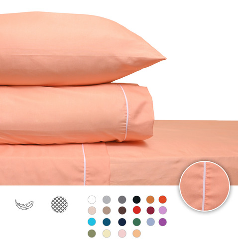 Sábanas King Size 2800 Hilos Extra Suave Premium Lisa Nature Peach Fuzz Liso