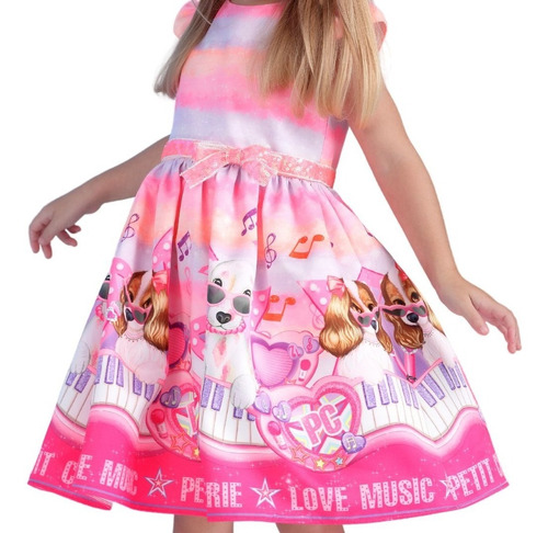 Vestido De Festa Infantil Pink Petit Cherie Love Music 21004