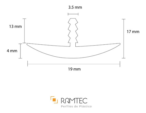 Cubrecanto Perfil T Moldura Semiflexible De 3/4 Plástico Pvc