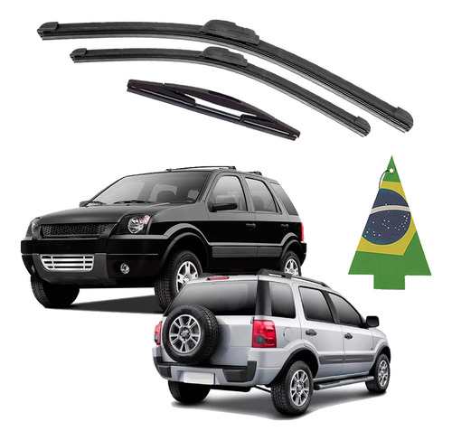 Kit Palheta Limpa Parabrisa Diant E Tras Ecosport 2005/2012