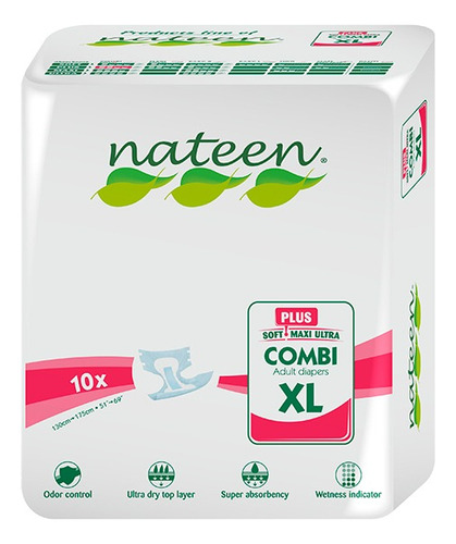 Pañal Nateen Combi Plus Talla Xl 3.5 Litros 80 Uni