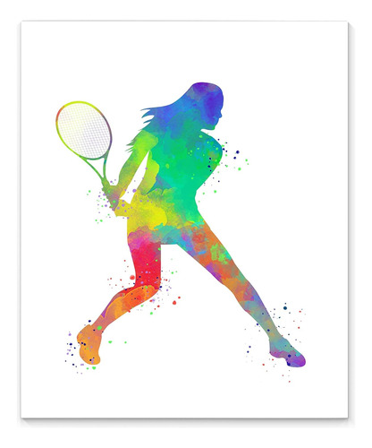 Jugadora De Tenis Femenina Arte Abstracto De Pared 11x1...