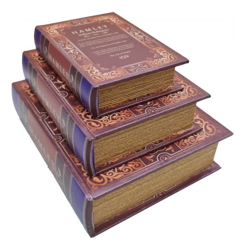 Imagem 3 de 5 de Jogo Caixa Livro Decorativo - 3 Peças Mdf + Pu - G3017