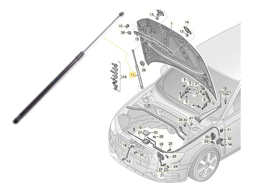 Mola Do Capô Audi A3 1.0 Tfsi 2016-...