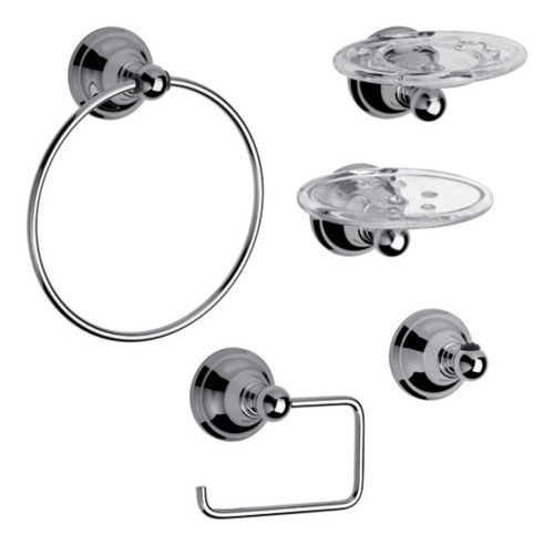 Kit De Accesorios Baño Fv Newport Cromado Completo Juego