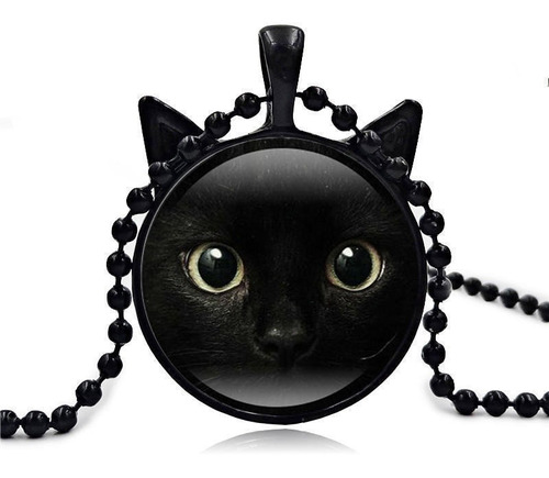Collar Gato Negro Místico Magia Dark Black Cat Luna Rock