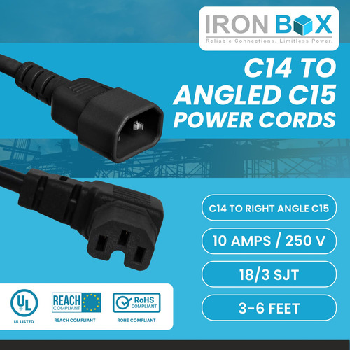 Cable De Alimentación C14 A Ángulo Recto C15 18 3 Sjt 183 Cm