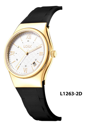 Reloj Mujer Loix® L1263-2 Negro Con Dorado, Tablero Blanco