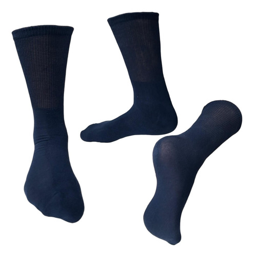 Media Algodon Para Diabético Pack X3- Calidad Y Cuidado Blanco/azul/gris Algodón 40-45