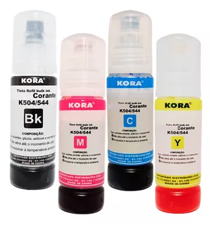 Kit 4 Refil Tinta Compatível Epson L3110 L3150 L3210 L3250