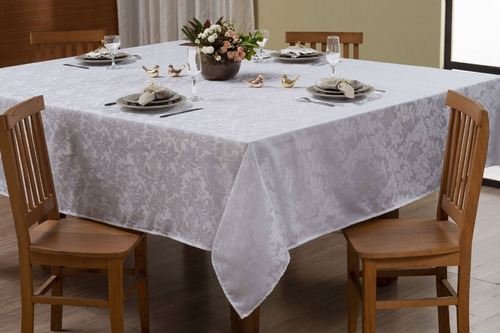 Toalha De Mesa Quadrada Jacquard 8 Lugares Buffet Festa Cor Cinza