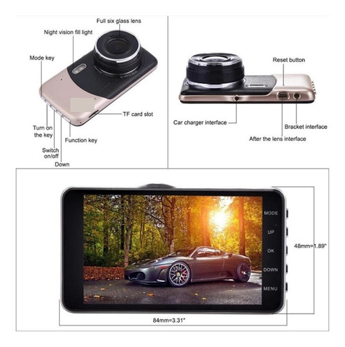 1080 Coche Dvr Camera Tablero Vista Trasera Video