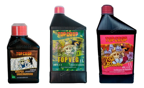 Top Crop Combo X3 Underground 250ml Veg Bloom 1lt Vege Flora