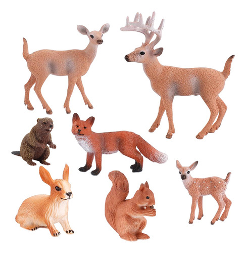 Figura De Animales, 7 Unidades, Figuras De Animales Del Bosq