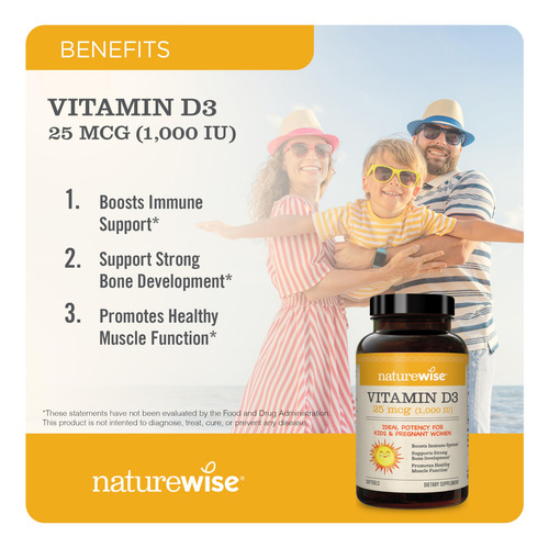 Naturewise Vitamina D3 1000ui 360 Cápsulas