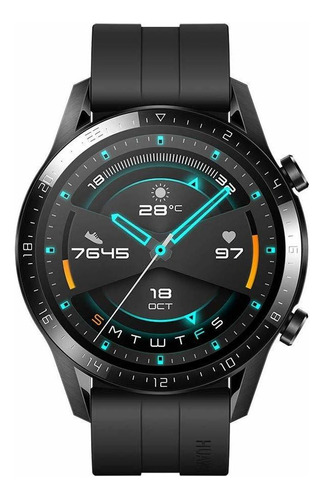 Huawei Watch GT 2 Sport 1.39" caja 46mm de  metal y plástico  black stainless steel, malla  matte black de  fluoroelastómero LTN-B19