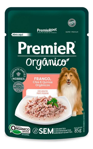 Sachê Premier Orgânico Frango Para Cães Adulto Pequeno 85g