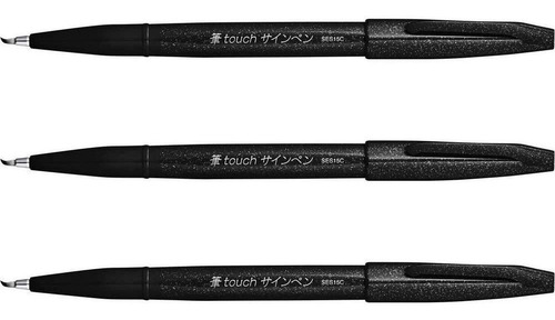 Pentel Fude Touch Brush Sign Pen Black 3set 