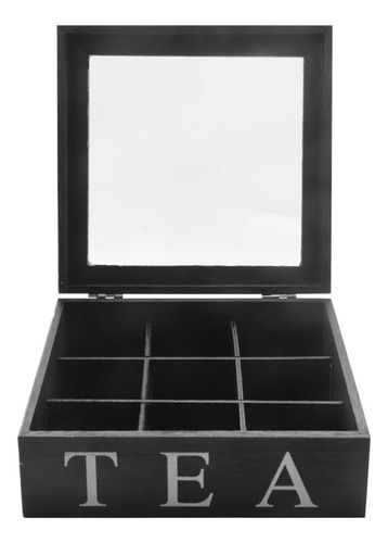 Caja De Té De Madera Con 9 Rejillas Para Guardar Bolsas De T