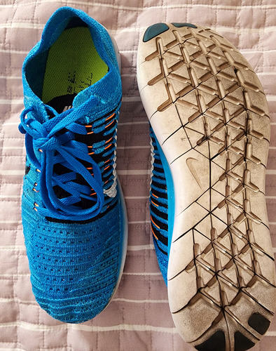 Zapatillas Nike Originales Free Rn Flyknit Talle 42 Celeste (Usado)