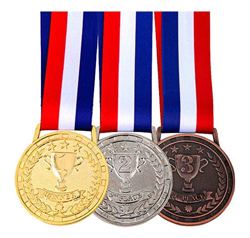 Medallas De Premio Amlong Plus Gold Silver Bronze Con Cinta 