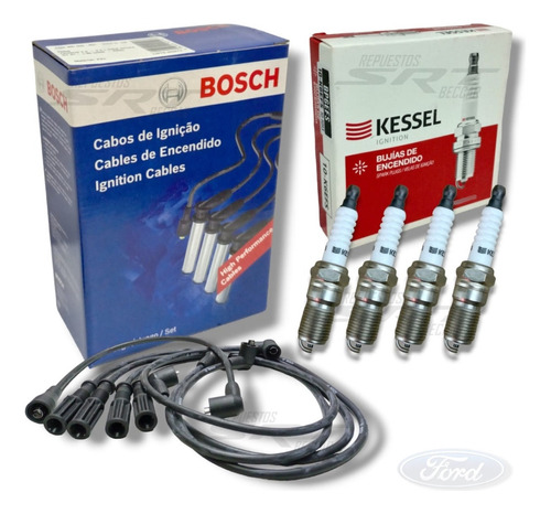 Kit Cables De Bujia + 4 Bujias Ford Sierra 2.3 Todos