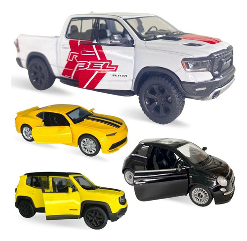 Kit 4 Carrinhos De Ferro Miniaturas Abre As Portas Coleção