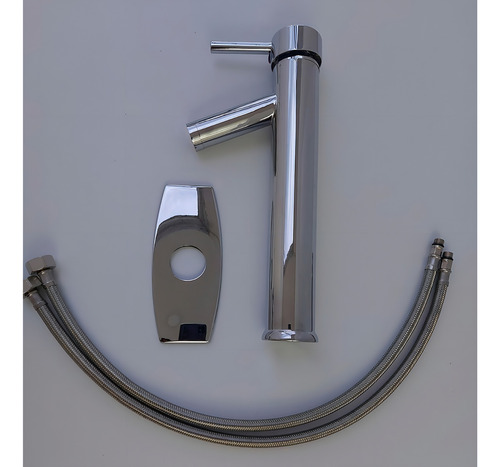 Llave Monomando Baño Lavabo Cromado Latón 30cm Minimalista Color Plateado