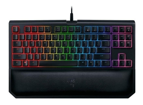 Imagen 2 de 3 de Teclado gamer Razer BlackWidow Chroma V2 Tournament Edition QWERTY Razer Yellow inglés US color negro con luz RGB