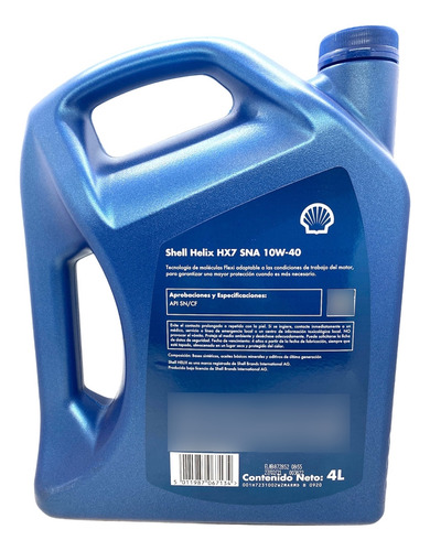 Aceite Shell Helix Hx7 Sn 10w-40 4 Litros