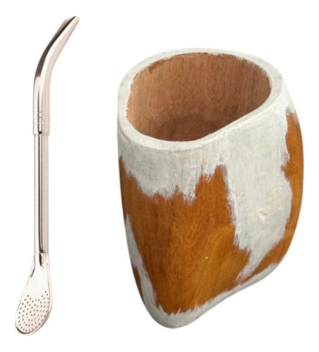 Mate Ranchero Premium Algarrobo Muu + Bombilla Pico De Loro Marrón Claro Ranchero Muu 4 Patas