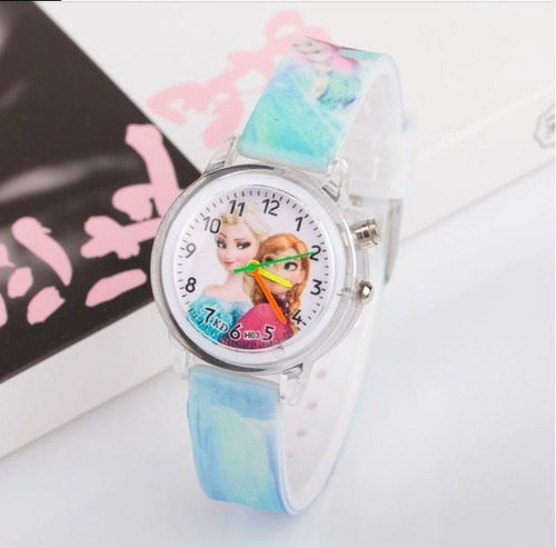 Reloj Princesas Ana Y Elsa Con Luz Niñas Infantil Frozen Correa Azul Nieve