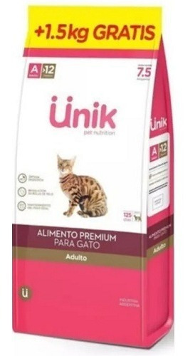 Alimento Unik Gato Adulto X 7,5 + 1,5 Kg + Envío Gratis!!!