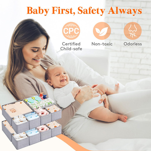 Organizador De Cajones Lifewit 12 Contenedores Almacenamient Gris Claro