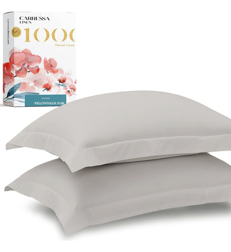 Fundas De Almohada Algodón Egipcio 1000 Hilos Plateadas