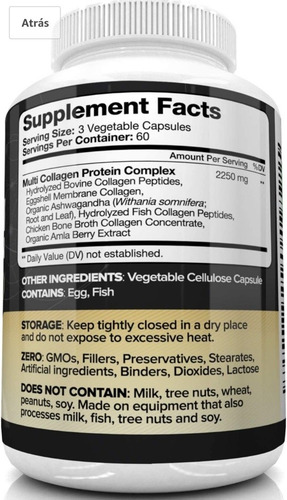 Imagen 5 de 7 de Multi-colageno 3300mg Tipo I, Ii, Iii, V & X - Capsulas Gel