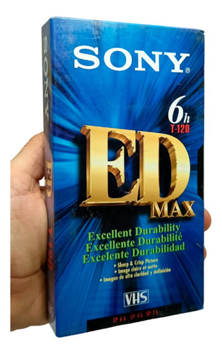 Fita Cassete Sony Ed Max Vhs T-120 Ep 6 h Lp: 4 horas Sp: 2 horas