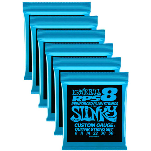 6 Pack Ernie Ball 2238 Rps Reinforced Extra Slinky Elect Eeb