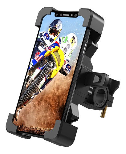 Soporte Para Celular Moto/bicicleta, Base Porta Teléfono Negro, Compatible Con Motos/bicicletas, 4 - 6.3 Pulgadas, Bloqueo Automático, Estable (abs), Evita Caídas, Ajustable Universal.