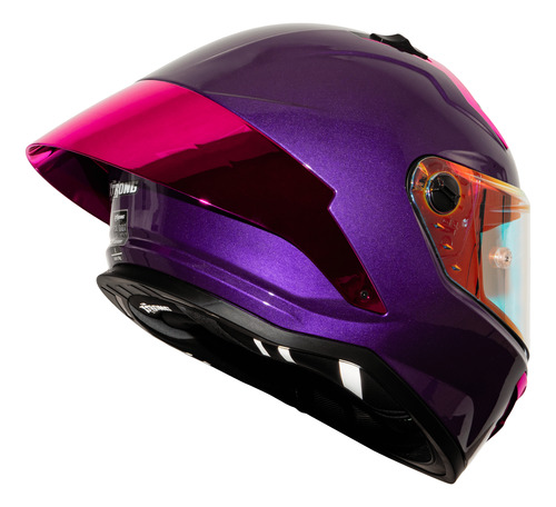 Casco Para Motociclista Certificado Ece 2206 Dot Xtrong R1 Violeta Oscuro Morado Rosa S