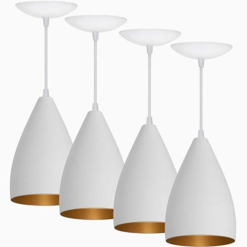 Kit de lámparas colgantes Vegas 4, color blanco y cobre, color b/C, color blanco/cobre
