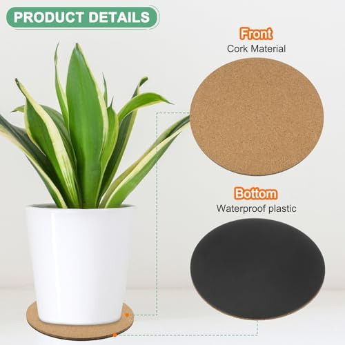 Paquete De 2 Posavasos De Corcho Para Plantas, Posavasos Red