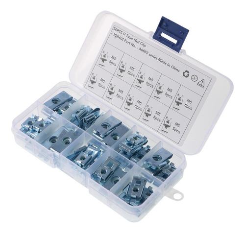 50x M5 Tuercas Clips, Piezas Motocicleta Acero Al Carbono