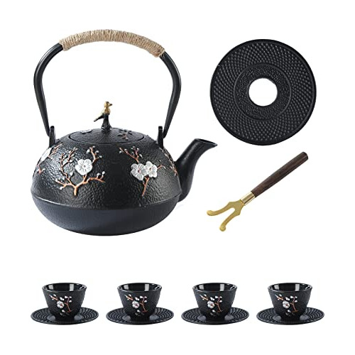 Tea Set Tea Kettle Japanese Style Beautiful Black Cast Iron