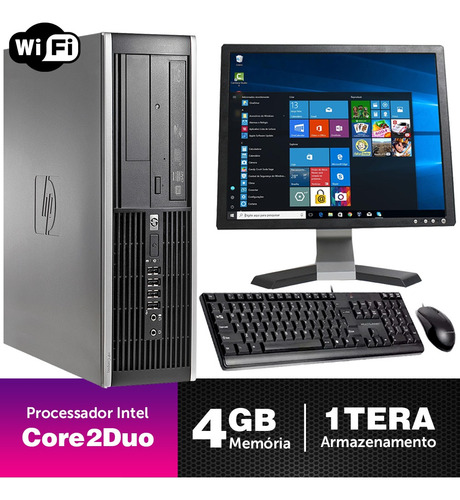 Imagem 1 de 5 de Pc Corporativo Hp Compaq Sff C2duo 4gb 1tb Mon17q Brinde