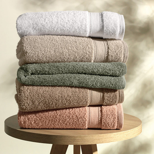 Kit De Toalha De Banho Karsten 5 Linea Fio Cardado Cor Eucalipto E Taupe