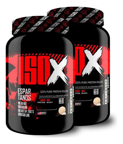 Kit 2x Suplemento Em Pó Whey Protein Isolado Iso X 1800g Sabor Baunilha